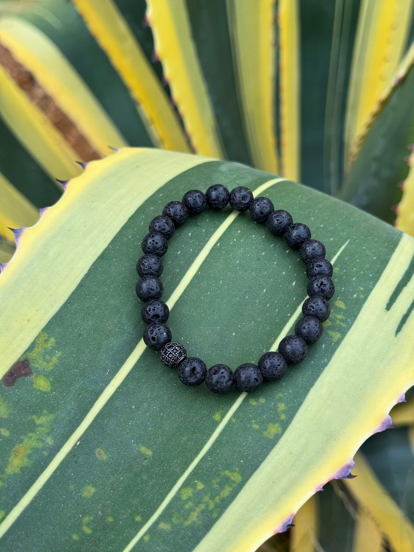 Royal Noir - Simple and Elegant with Matte Lava Stones and CZ Diamond