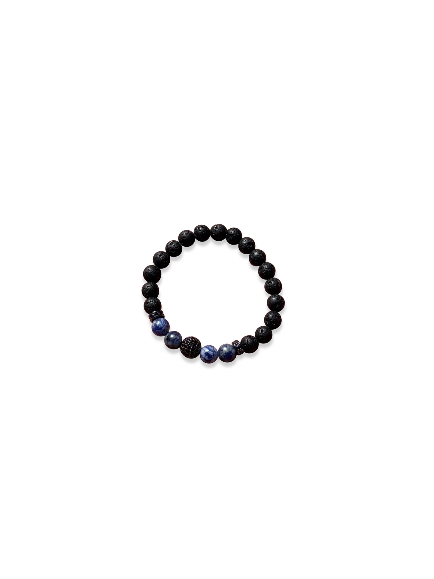 Royal Bleu - Bracelet with Vibrant Blue Beads, Matte Lava Stones and CZ Diamond