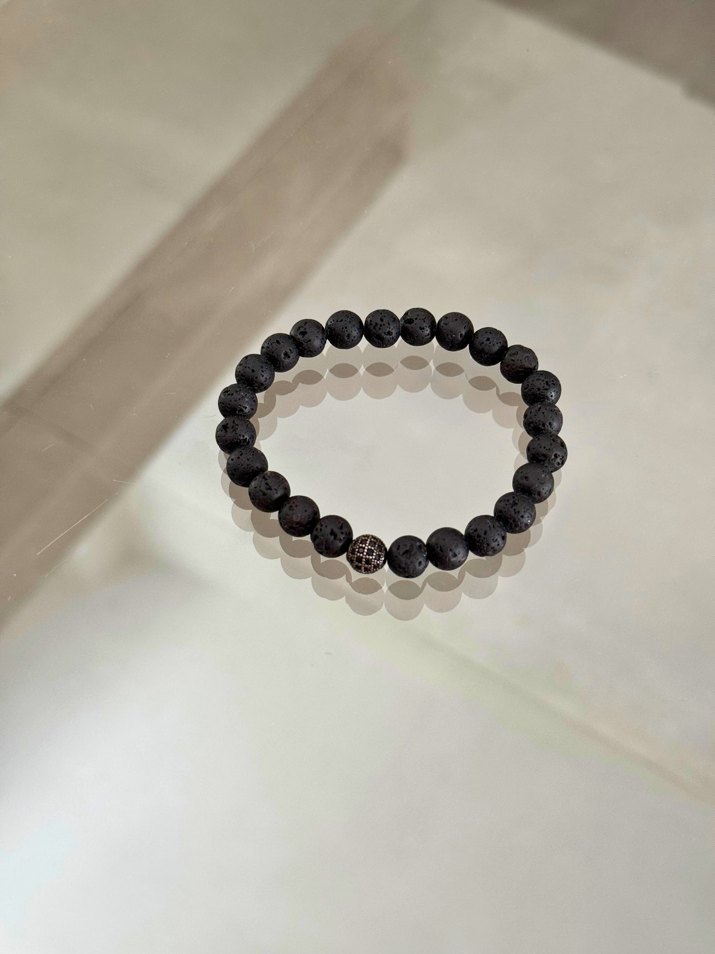 Royal Noir - Simple and Elegant with Matte Lava Stones and CZ Diamond