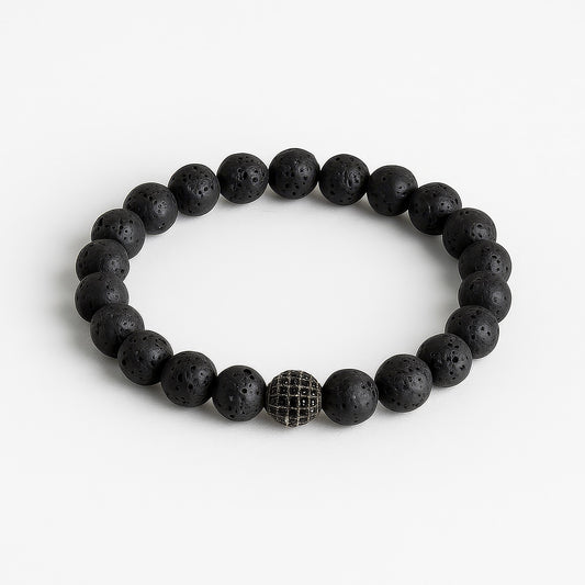 Royal Noir - Simple and Elegant with Matte Lava Stones and CZ Diamond